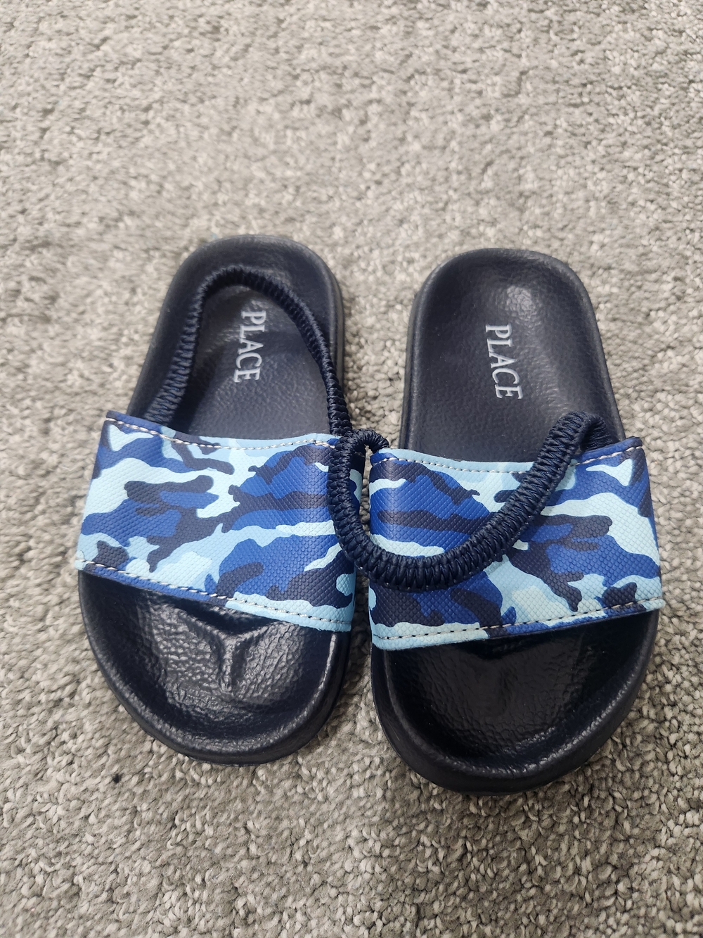 PLACE Kids' Blue Camo Slide Sandals